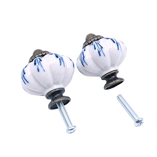 10 stuks lichtblauw collectie Keramische metalen deur Knobs Vintage Shabby Chic Kabinet Lade Handvat met 10 schroeven (3.8 * 3.2 * 0,1cm) 4