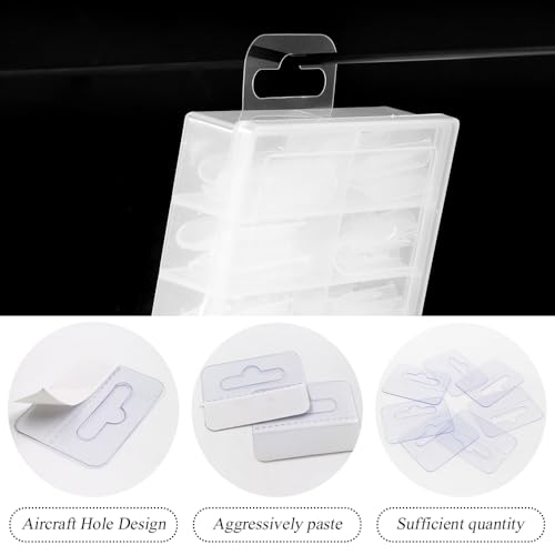 100 stuks Sticky Hang Tabs, Zelfklevende tabbladen hangen voor de detailhandel, Clear Slot Hole Tags, Plastic Tags, Slot Hole, Klevende Tabbladen, Tag Hook voor Shop, Start 3