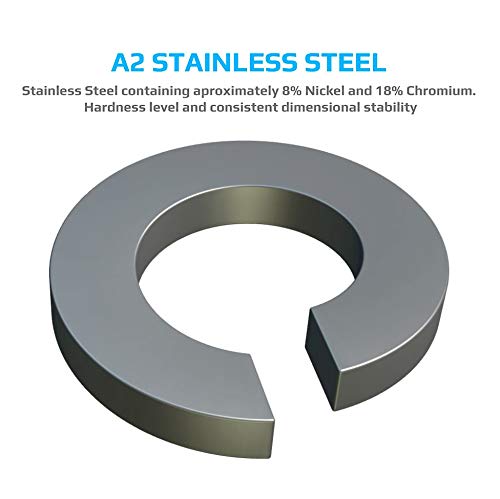M12 Spring Ringen Roestvrij staal, Split Wasmachine, Helix Lock, Single Spool Square Cross Section Washer, pakking Ring voor 12 mm Bolt/Screw DIN 127 A2 (Pack van 25)