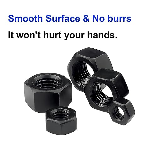20 stuks Hex Noten M6, Black Carbon Steel Nuts, Nut Fastener voor de bouw en industriële bevestigingsmiddelen 4
