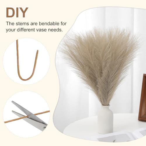 17,7 inch pampas gras decor, 30 stukken kunstpampas gras bulk pluizig faux pampas gras klein gedroogd, bruin 3