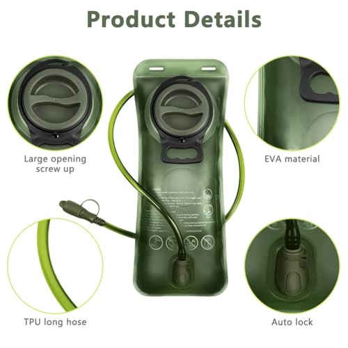 Hydration Bag, 2L Leakproof Water Bag, BPA gratis watertank met geïsoleerde buis, vervanging voor buitenwandelen, Camping, Fietsen