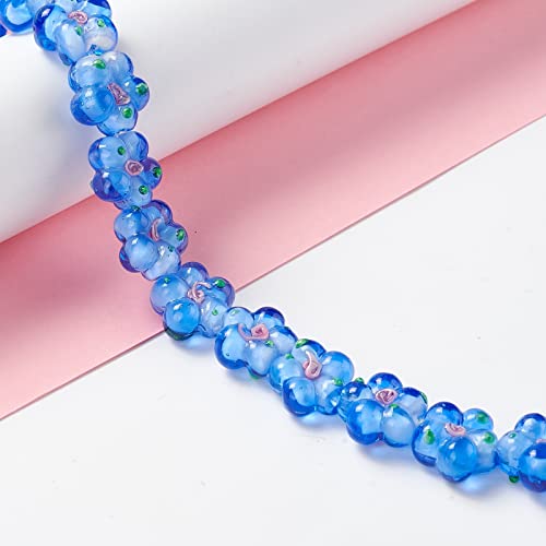 28Scs Bloemen Lampwerk Kralen 5-Piece Kleine Bloemen Lampwerk Glazen kralen voor DIY armband ketting Spacer kralen Handgemaakte sieraden maken (Koninklijk blauw) 4