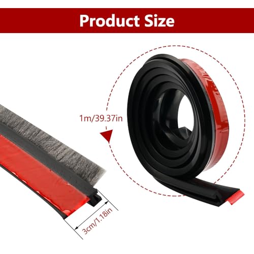 Diepgang Excluder Deur Afdichting voor Deuren 100 cm Bodem Deur Afdichting Deurborstel Deur Bezem Zelfklevende Deur Afdichting Borstel voor Geluid Isolatie Koude Bescherming en Huis Deur (Zwart)