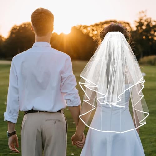 Bruidsaccessoires, 3 stuks, witte bruid Veil met Comb, gouden bruid tatoeage, witte bruid armband, bruid vrijgezellenfeest Accessoires voor kippenfeest, bruidsdecoratie 5