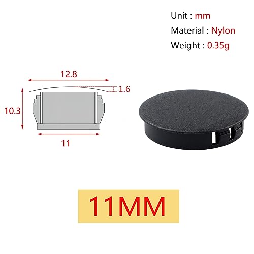 20 Pieces Hole Plugs, Ronde Plastic Plug, Klikbare Locking Hole Cover, Plastic Hole Plugs voor kabinetmeubilair, Zwart, 11mm