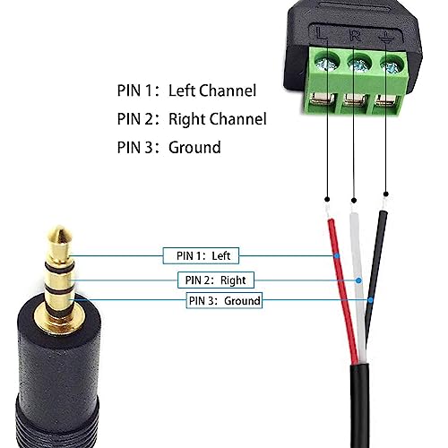 Jack Plug 3,5 mm Kabel 3,5 mm voor schroefterminals (1/8 inch), 3,5 mm TS Mono Plug to 2-Pin Connector, AUX Schroef, Adapter Kabel Type Hoofdtelefoon (27 cm) 3