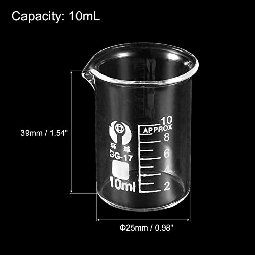 3st 10ml Low Shape Glass Cup, 3.3 Borosilicaat Glas Afgestudeerd Gedrukte schaal meten Cups met Spout voor Keuken Lab Liquids