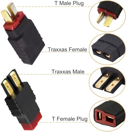 2 paar T-plug Deans voor Traxxas TRX Plug Adapter Plug, TRX Plug to T Plug, Draadloze Adapter Plug voor RC Batterij, ESC Lipo Batterij Oplader 3
