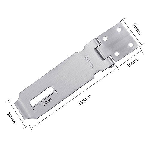Haspe Scheerroof, 5 inch hangslot, 304 Roestvrij stalen deur slot, zwaar apparaat, beveiliging deur hardware met schroeven voor houten deur kast, zilver 3