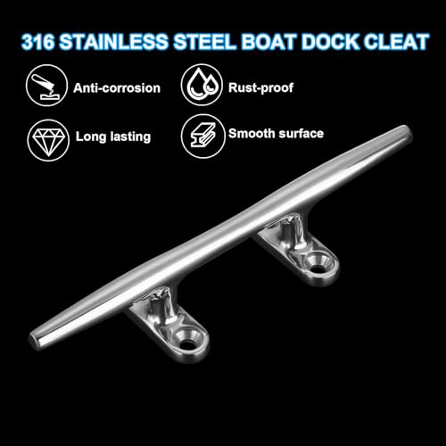 20,5cm Boot Dock Sleats, 2st 316 Roestvrij staal Navy Open Base Dock Sleats Touw Sleats met bevestigingsmiddelen voor Boot Deck Kayaks Nautische Decor Hook, Zilver 4