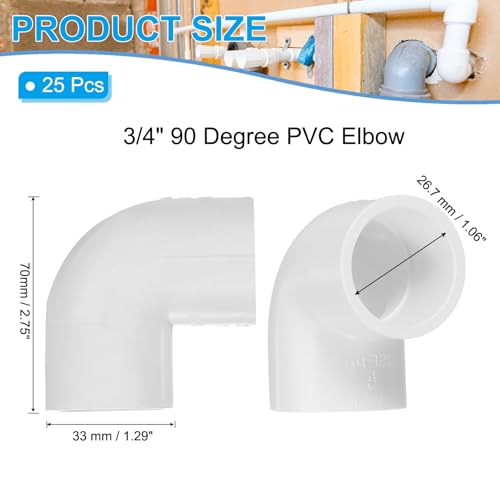 3/4 inch 90 Degree PVC Elbow Mount, 25 Stuks 2 Way Pipe Fitting Connector Meubilair Kwaliteit Pijp Hoek Connector Adapter voor Bouw Pool Producten Greenhouse Garden