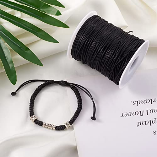 100 jaar 1mm Waxed Cotton Cord draad kralen String Black Macrame Artisan String met Spool voor armband, Enkelband, Kralen, Ketting sieraden maken naaiwerk 4