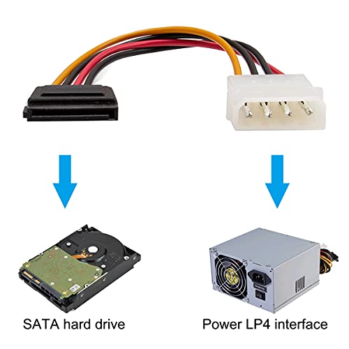 10 Pack SATA naar Molex, 4 Pin LP4 Man tot 15 Pin SATA Vrouwelijke Power Kabeladapter voor SATA harde schijf dvd-station, 25cm 10 Inch 3
