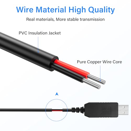 DC Boost Cable - 3 Pack USB 5V to 12V Step-Up Converter, USB 2.0 Plug to Bare Chargers - Geschikt voor camera's, Mini Speakers etc. (0,9 m)