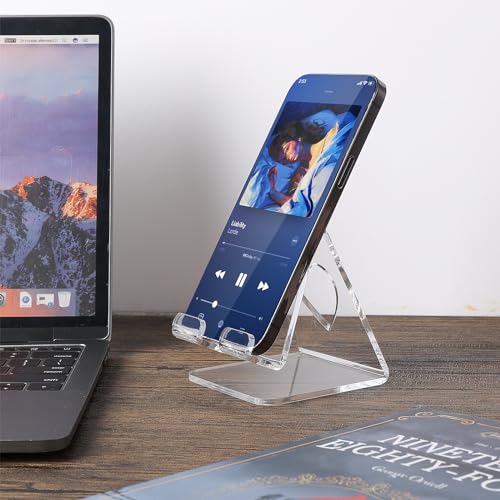 Transparante Acryl mobiele telefoon stand, Universal Transparant Mobiele telefoonhouder, draagbare tablethouder, Non-Slip Bureau Accessoires, Compatibel met alle smartphones en pads (B) 5
