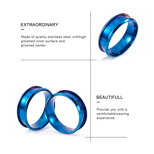 6 st Roestvrij staal Inlay Ring Core Blauw 17mm/18mm/19mm/20mm/21mm/22mm Ronde Grooved Vingerring voor Inlay Ring sieraden maken Mannen Vrouwen 3