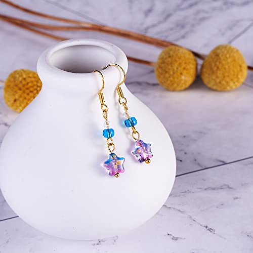 100Stuks glazen ster kralen, gespoten kleur kleur twinkling ster kralen met gouden folie voor DIY oorbellen ketting Choker armbanden sieraden maken gat: 1mm 5