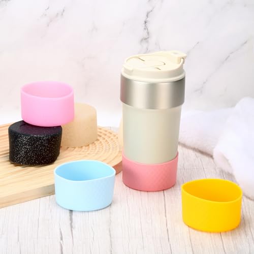 Siliconen Waterfles Boat, 2 stuks 7,5cm Waterfles Beschermende Mouwen 12-24oz Anti-slip bodemhoes Mouw Accessoires Beschermer voor Sport Waterflessen, Paars 5