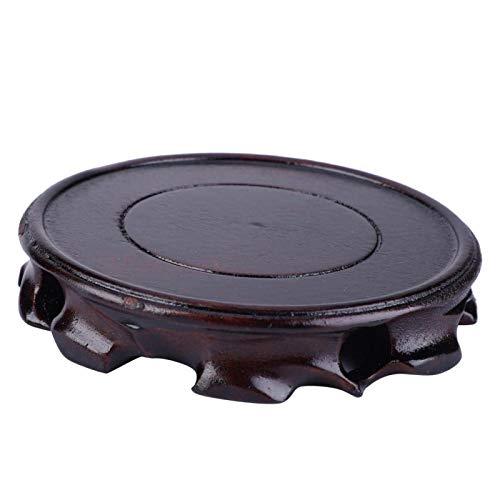 Vintage Multifunctioneel Retro ronde vaas basis, 10 x 2,5 cm, massief houten standaard, rond, massief hout, ornament van steen, klein voetstuk, Bonsai, oosterse weergave op theepot basis