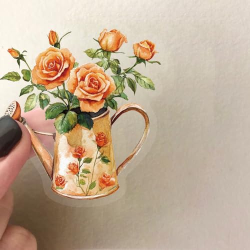 Oranje bloemen Stickers voor tieners Volwassenen 50 stuks Oranje bloemen PET Vinyl Sticker Set Auto Motorfiets Fiets Skateboard Snowboard Bagage Laptop Koffer Helm Motorfiets Motorstickers