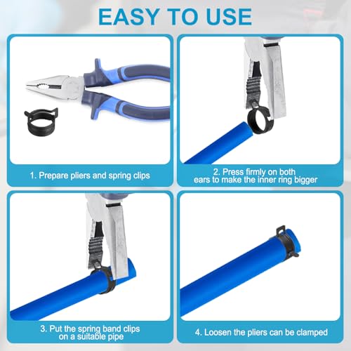 Spring Belt slangklemmen voor 5-6mm OD slang, 35Pcs Siliconen Vacuüm Constante spanningsbanden Clips voor brandstoflijn, Siliconen luchtslang, Waterpijp, Zwart 5