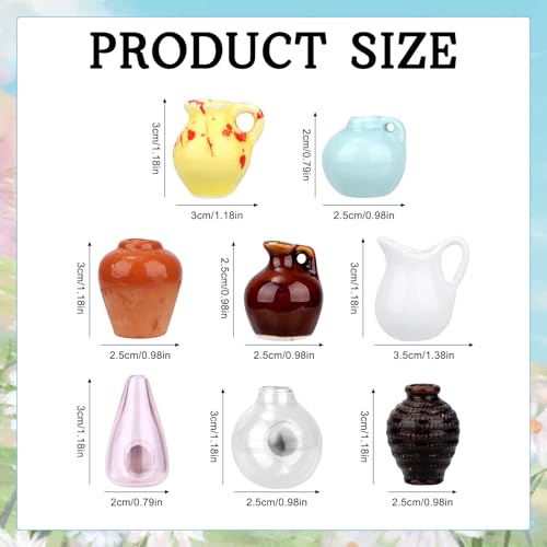 8 st. Mini keramische vaas magneten voor koelkast, schattig glas Mini Magnetisch Vazen Grappig Kleine 3D-plant vaas bloemen vazen als decoratie voor thuis kantoor Keuken Koelkast Lockers