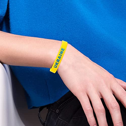10Stuks Siliconen armband polsband, Oekraïne Land Nationale vlag polsband, Multicolor Elastische Siliconen armbanden Sport polsband voor Peace Lovers 5
