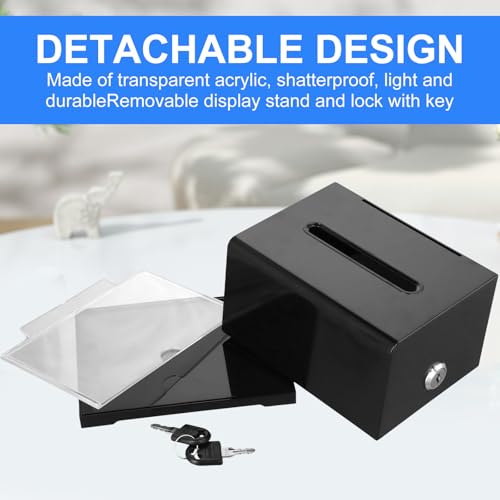 Dispenser Box, Acrylic Dispenser, Transparante Gelddoos met Sleutel, Aanbevolen Doos voor het verzamelen van Donaties, Business Cards, 15,7 x 11,5 x 10,2 cm 4