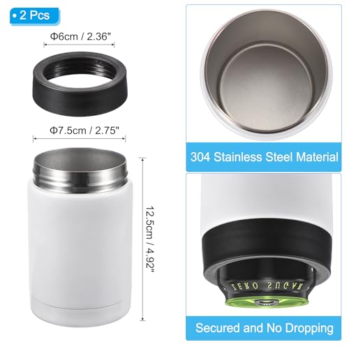 Slim Can Cooler, 2 stuks 12oz Skinny kan geïsoleerd bier sleeve drank houder voor bier soda koffie reguliere bussen en flessen, wit