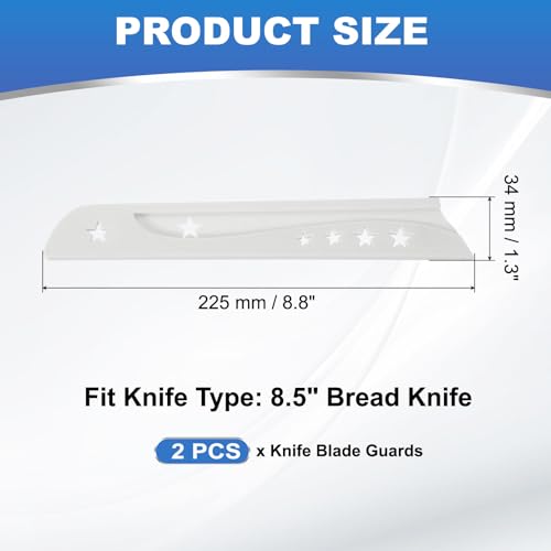Plastic Veiligheidsmes Cover Mouwen voor 8,5 inch Broodmes, 2 Pack Mes Mes Beschermer Universele Keuken Mes Scheath voor Keuken Bar, Wit