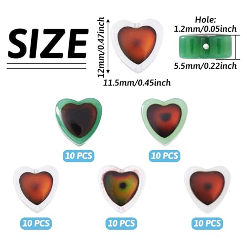 50 stuks hartglas kralen Twee Toon Temperatuur Gevoelige kleur veranderende kralen 12mm Sweetheart Crystal kralen voor sieraden armband Vrouwen DIY oorbellen ketting ambachtelijk 5