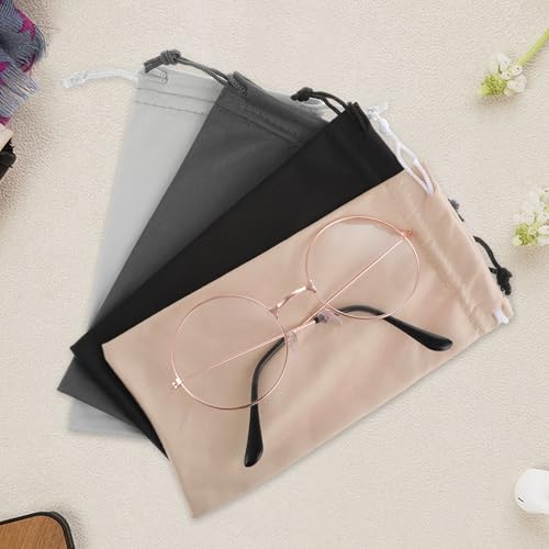 4PCS Zachte bril geval Microfiber zonnebril zak glazen zak zak zak, draagbare zonnebril geval zachte koord Oogbrillen Mouw opslag zak voor telefoon, bril geval 3