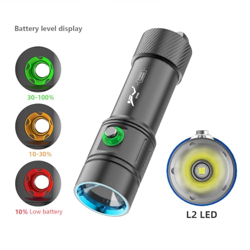 Sea Scuba duik fakkel, duik fakkel met traploos dimmen, waterdicht onderwater duiklicht met oplaadbare batterij en oplader 5