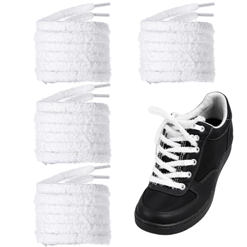 2 paar Plush shoelaces wit fluffy platte Laces zachte Plush Laces vervanging Fluffy Laces voor sneakers canvas schoenen vrouwen