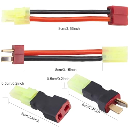 4 Paar T Plug naar Mini voor Tamiya Adapter, T Plug naar voor Mini Tamiya Man 16 Gauge 8cm Draad Connector voor RC Car FPV ESC Controller RC Lipo Batterijlader