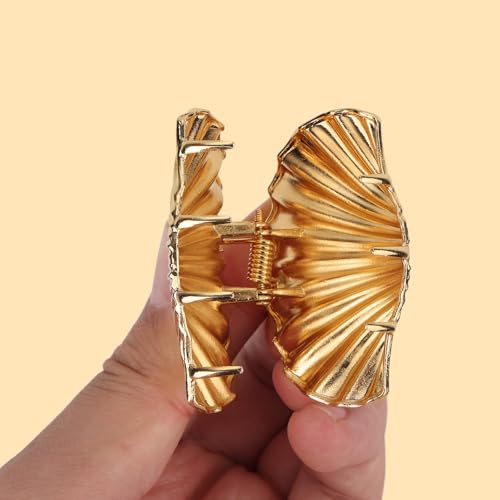 2 stukken Shell Hair Clip, Modieuze metalen haarspeld Shell Hair Claw Barrette Mermaid Accessoires voor vrouwen meisjes Perfect voor alle haartypes (Goud) 5