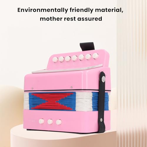 7 Button Accordeon voor kinderen, riem gesp ontwerp, ABS materiaal, beginners knoop accordeon met gids en lied set (PINK) 5