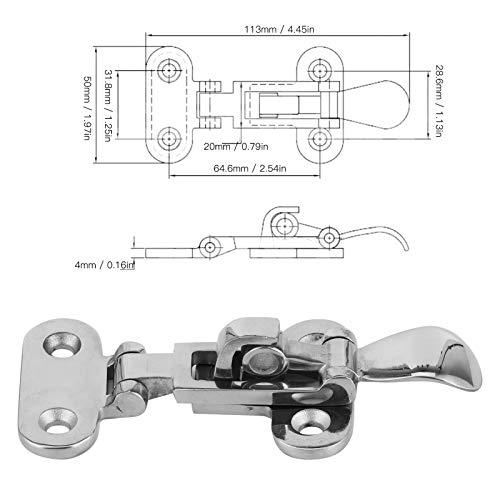 316 Roestvrij stalen Rocker Clamp Latch Vang anti-rattling Hasp Latch Hasp sluiting voor boot jacht hardware 4