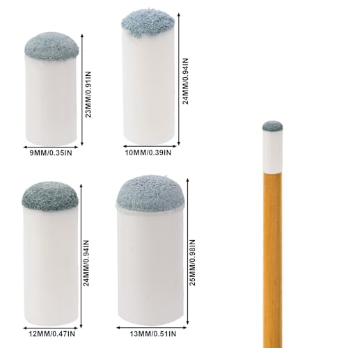 60Pcs Slip-On Pool Cue Dots, 4 maten Biljart Stick Sleeves Snooker en Pool Cue Point Reparatie Accessoires voor tafelonderhoud (9/10/12/13mm, 15S Per stuk)