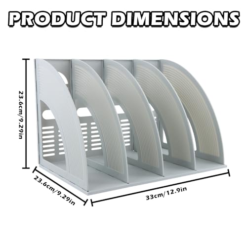 Magazine Stand with 4 Compartments, Verticale Bureau Magazine houder, Robuuste Plastic Organisator voor A4 Documenten, Boekhouder voor Office, School, Home (Zwart)