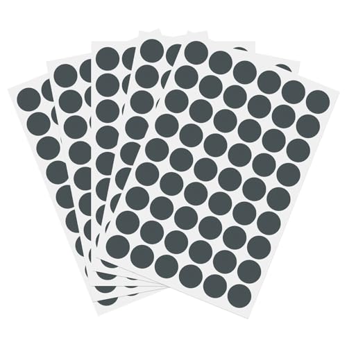 Schroef Hole Stickers, 5 vellen Zelfklevend Waterdicht PVC Hout Grain Sticker voor schroefgaten, wandkasten, Bureau Reparatie, Iron Grey, 21m m