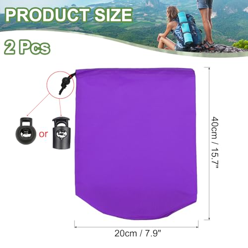 Stuff Sack, 2 stuks 20x40cm Waterdichte Outdoor Opbergzak Draagbaar Koordstof Flap Bag Lichtgewicht slaapzak voor Camping Wandelen Reizen, Paars