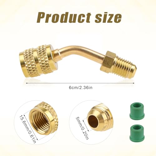 R410a Adapter voor Mini Split Systems, 5/16" Vrouw tot 1/4" Man conische verbinding met noot voor airconditioningkoeling en HVAC onderhoud