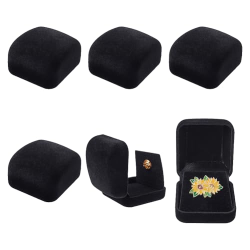 6 stuks Velvet Badge Presentatiedoos, Verzamelaar Stand met Lapel, Velvet Opbergdoosjes voor Broches, Lapel Pins Sieraden, 5,3 x 5,8 x 3,5 cm, Zwart