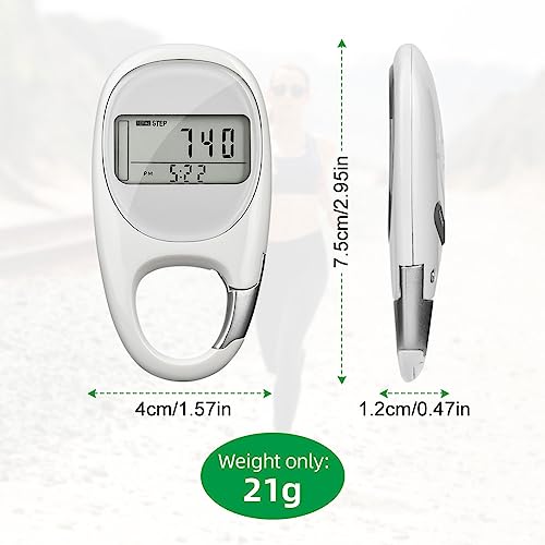 3D Pedometer met clip, pedometer voor wandelen, groot scherm, nauwkeurige pedometer, calorieverbruik, voor hardlopen, sport, voor senioren, kinderen, mannen