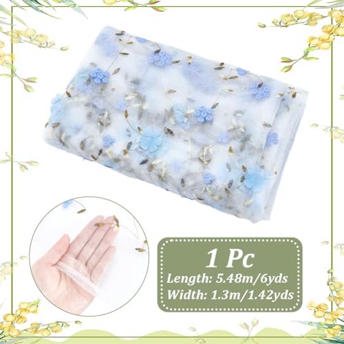 Geborduurde bloemstof, 6 metres, geborduurde tule stof, 1.3 m brede, zachte en stretchy voor jurk, ambachten, gordijnen, decoratie, Vintage, wit