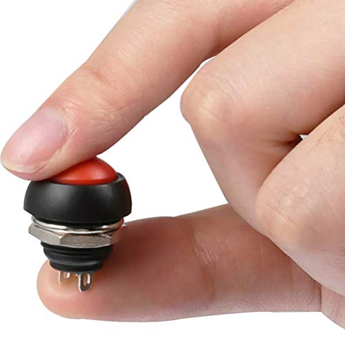 Moment Push Switch, 12mm Mini Moment Push Knoppen, ON-OFF Waterdichte drukknop voor auto, boot, Arduino DIY ronde, 7 kleuren (met draad), 7 stuks 3