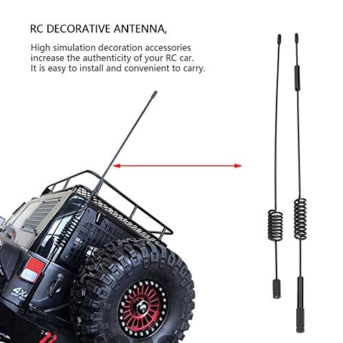 2PCE RC Antenna, Schwarz Metall Dekoration Zubeh? rteile Simulatie Antenna voor Traxxas RC Crawler Auto 3