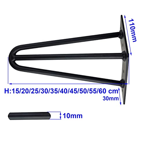 [Verbetering] Set van 4 tafelpoten van haarspelden, 25 cm ambachtelijke metalen poten, drie ijzeren staven, sterker, met schroeven en vloerbeschermers 4